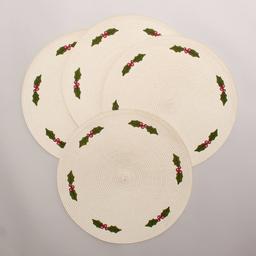 Hollies Embroidered Placemats - Set of 4