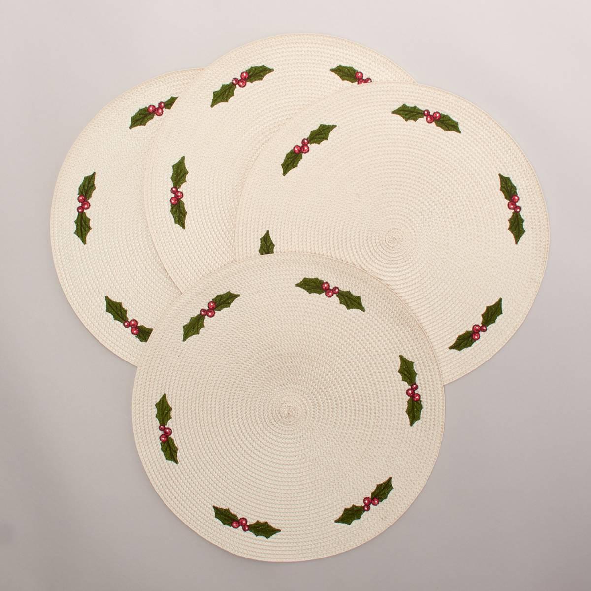 Hollies Embroidered Placemats - Set of 4