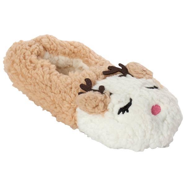 Womens Fuzzy Babba Reindeer Puffer Slippers - image 
