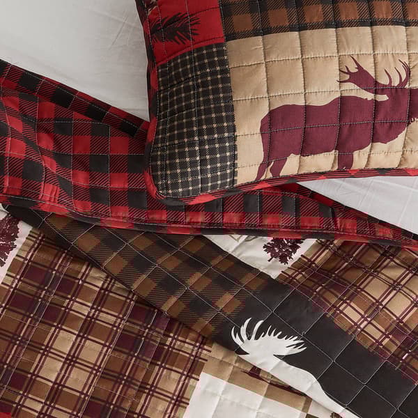 FreshFolds Matthew 3pc. Reversible Red Patchwork Quilt Set