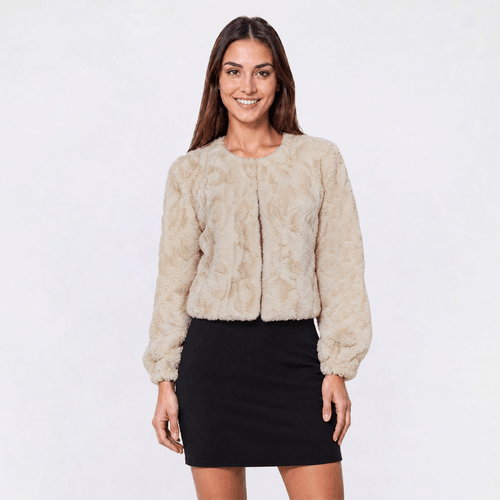 Womens Harper 241 Long Sleeve Solid Faux Fur Shrug