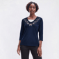 Womens Hasting & Smith 3/4 Sleeve Harvest Leaf Embroider Tee - image 1