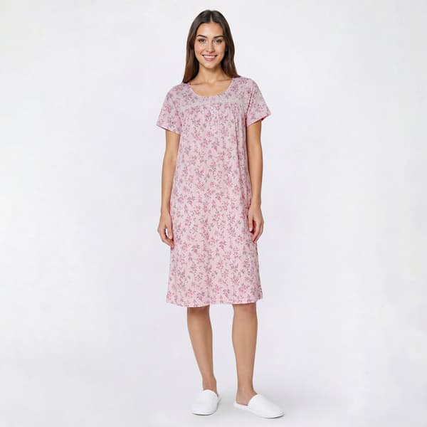 Womens Laura Ashley(R) Short Sleeve Floral Scoop Neck Nightgown