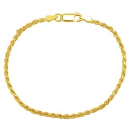 Gold over Sterling Silver Diamond Cut Rope Chain Bracelet