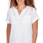 Petite Hearts of Palm All Sun and Games Woven Eyelet Blouse - image 5