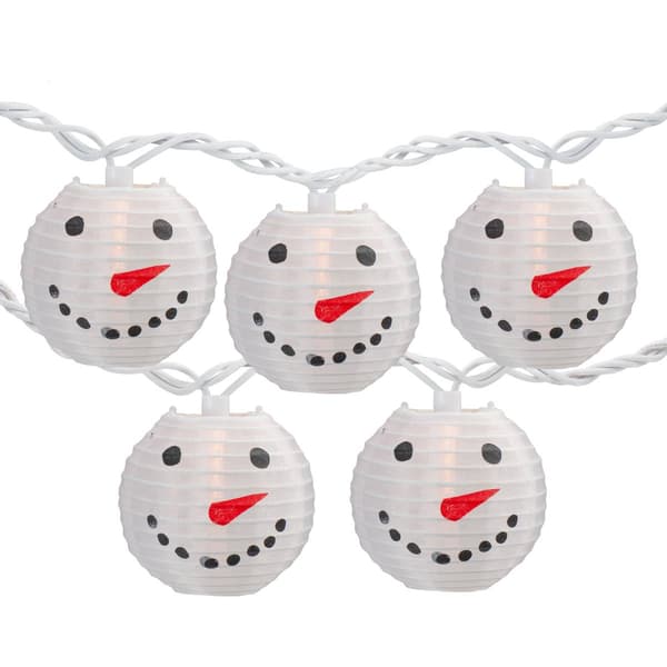 Northlight Seasonal 10ct. Snowman Paper Lantern Christmas Lights - image 