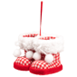 Northlight Checkered Baby Boots with Pom Poms Christmas Ornament - image 4