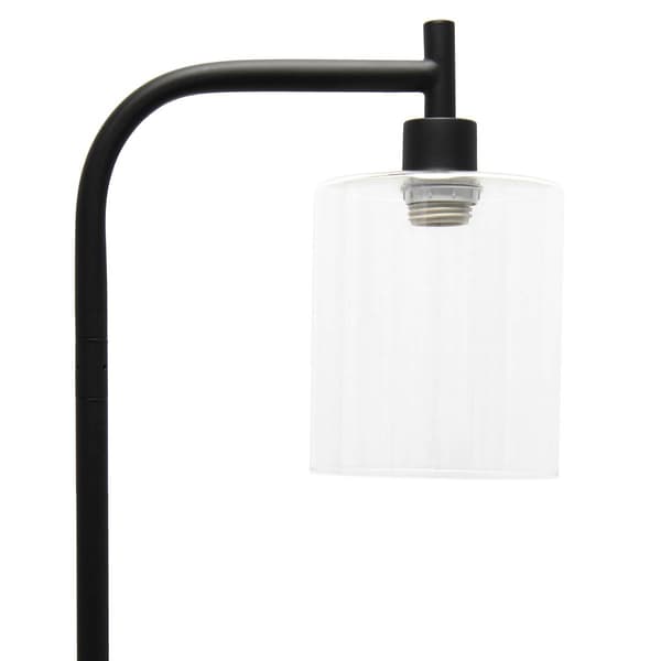 Simple Designs Modern Iron Lantern Floor Lamp w/Glass Shade