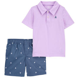 Toddler Boy Carter&#8217;s&#174; Solid Polo & Sailboat Shorts