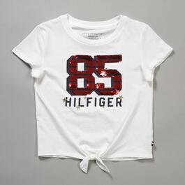 Girls &#40;7-16&#41; Tommy Hilfiger 85 Flip Sequin Short Sleeve Knot Tee