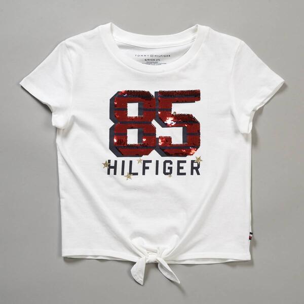 Girls &#40;7-16&#41; Tommy Hilfiger 85 Flip Sequin Short Sleeve Knot Tee - image 