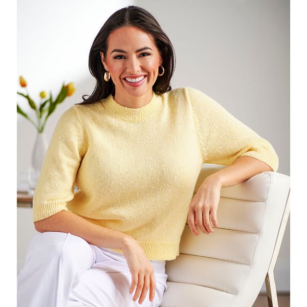 Womens Nanette Lepore Elbow Sleeve Ribbed Textured Sweater