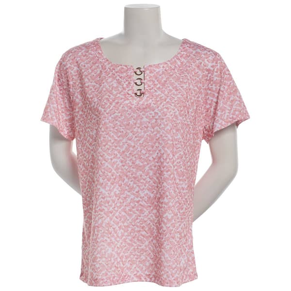 Plus Size Preswick & Moore(R) Short Sleeve Venetian Check Rings Tee - image 