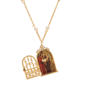 Symbols of Faith Gold Tone Jesus Locket Faux Pearl Necklace - image 2