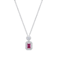 Saffron 1ctw. Pink Emerald-Cut Diamond Halo Pendant Necklace - image 1