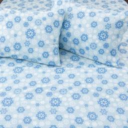 Freshfolds Cotton Blue Snowflake Winter 4pc. Flannel Sheet Set
