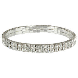 Silver-Tone Crystal 2-Row Stretch Bracelet