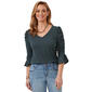 Petite Democracy 3/4 Flounce Sleeve V-Neck Top - image 1
