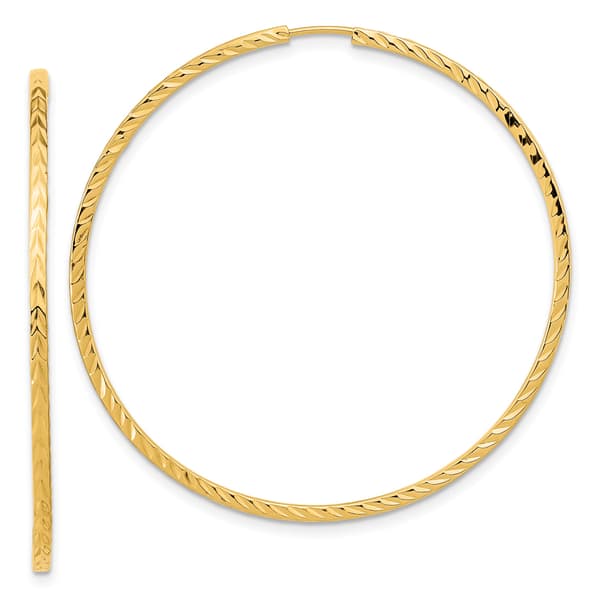 Gold Classics&#40;tm&#41; 44mm. 14kt. Diamond Cut Square Tube Earrings - image 