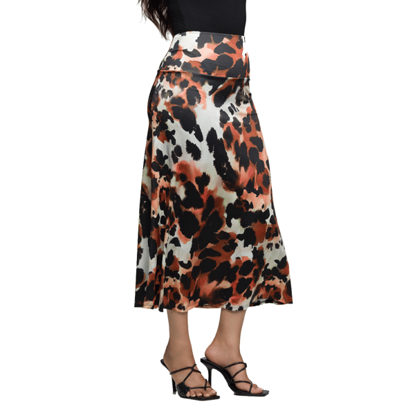 Womens 24/7 Comfort Apparel Animal Elastic Waist Maxi Skirt