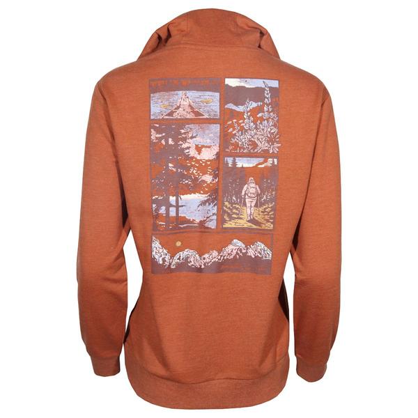 Womens Mountain & Isles Back Nature Graphic Hoodie