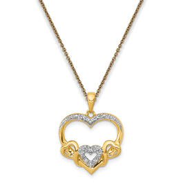 Diamond Classics&#40;tm&#41; 14kt. Gold Hearts Pendant Necklace