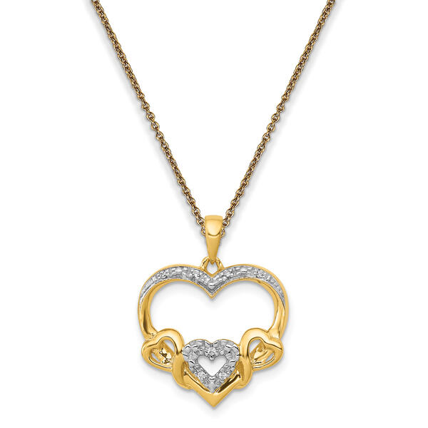 Diamond Classics&#40;tm&#41; 14kt. Gold Hearts Pendant Necklace - image 