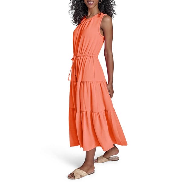 Womens Calvin Klein Sleeveless Drawstring Waist Midi Dress