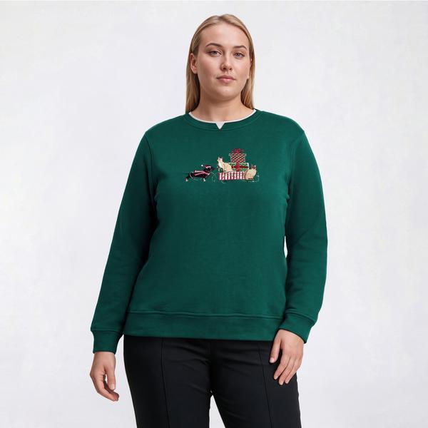 Plus Size Hasting & Smith Cats & Dogs Sweatshirt with Presents