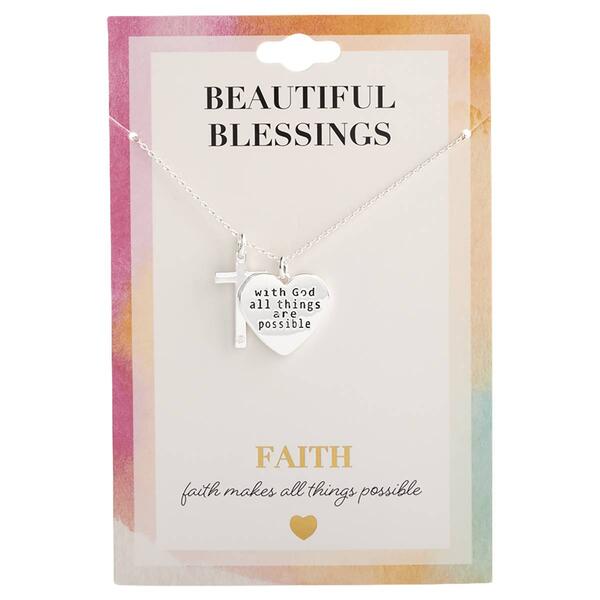 Inspirational Silver Pendant w/ Cubic Zirconia God Cross - image 