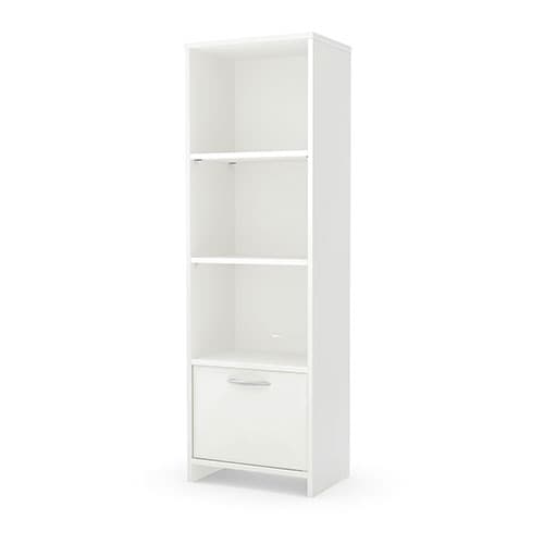South Shore Step One 3 Shelf Bookcase with Door-Pure White