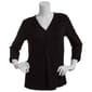 Womens Kasper Solid 3/4 Tab Sleeve V-Neck Henley Tee - image 11