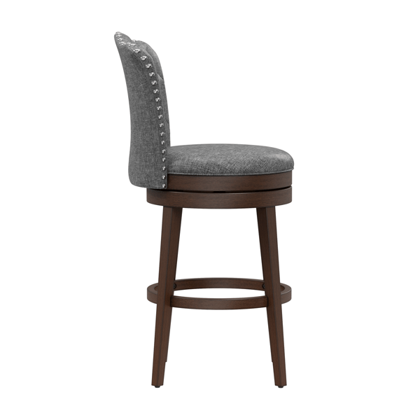 HH2 Home Edenwood Grey Bar Height Swivel Stool with Tufted Back