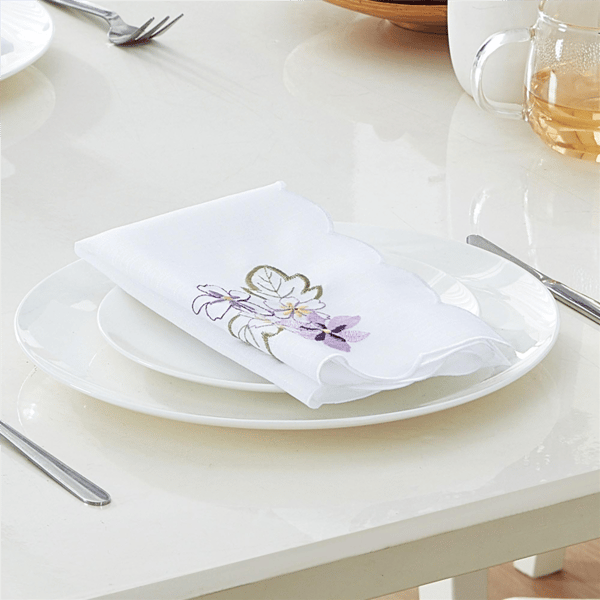 Threadmade Spring Hydrangea Floral Cutwork Napkins - Set of 4