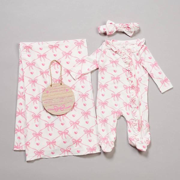 Baby Girl (NB-3M) Baby Essentials(R) 4pc. Bow & Heart Sleeper Set - image 