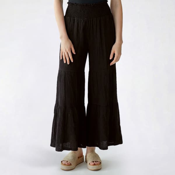 Juniors Jolie & Joy Bubble Gauze Tier Smock Waist Palazzo Pants