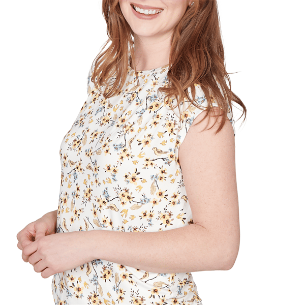 Petite Emaline Key Items Cap Sleeve Floral & Birds Blouse