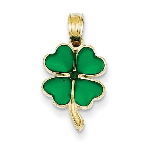 Gold Classics&#40;tm&#41; 14kt. Gold & Green 4 Leaf Pendant - image 
