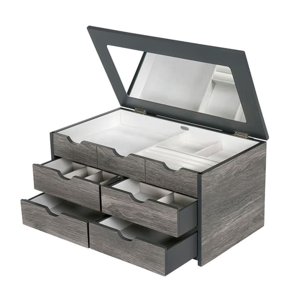 Mele & Co. Coventry Wooden Oceanside Grey Jewelry Box - image 