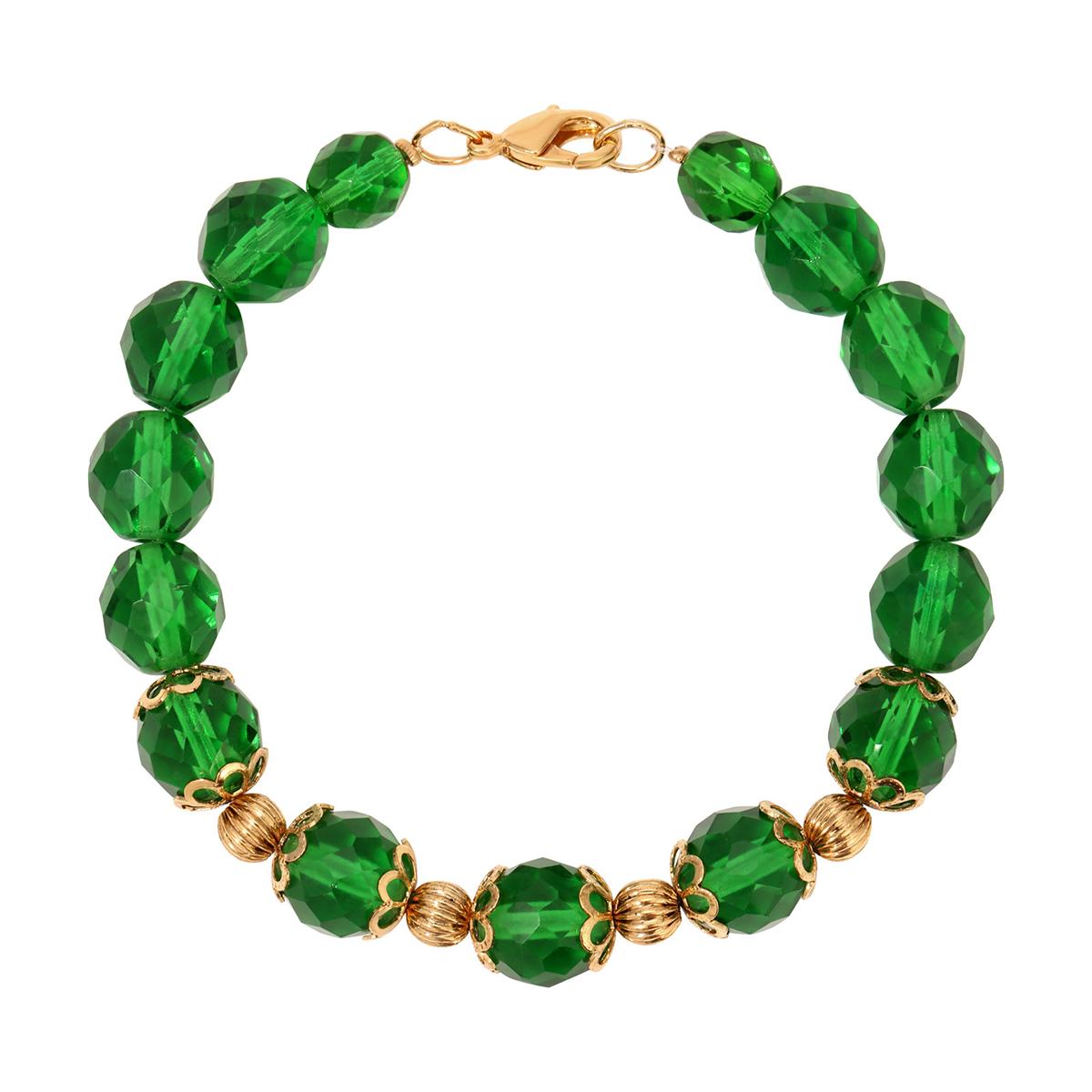 1928 Jewelry Gold Tone Faceted Color Bead Bracelet
