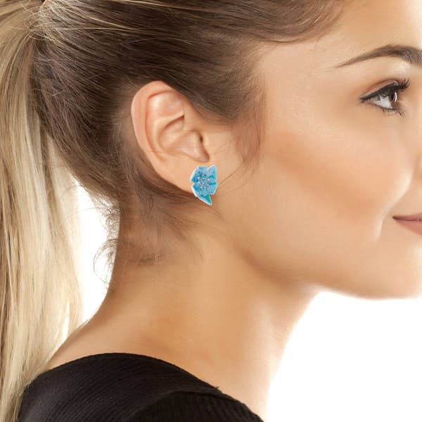 Betsey Johnson Garden Glam Flower Stud Earrings - Light Blue