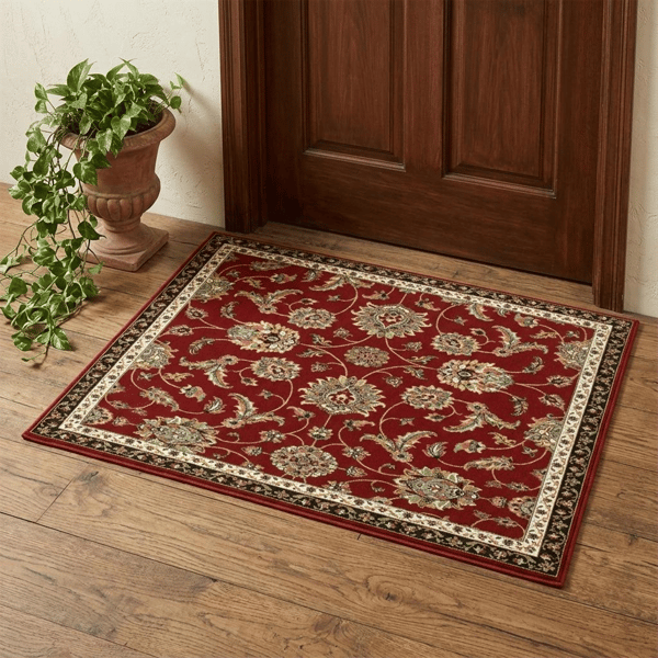 HomeRoots Red Oriental Power Loom Stain Resistant Accent Rug - image 