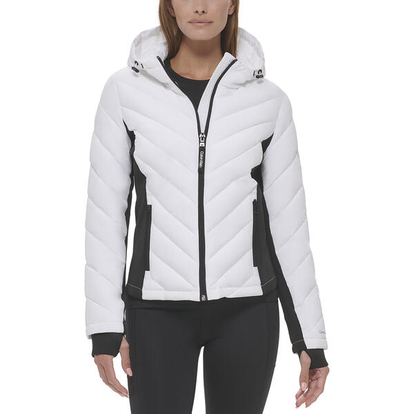 Plus Size Calvin Klein Short Puffer Jacket w/Stretch Sides - image 