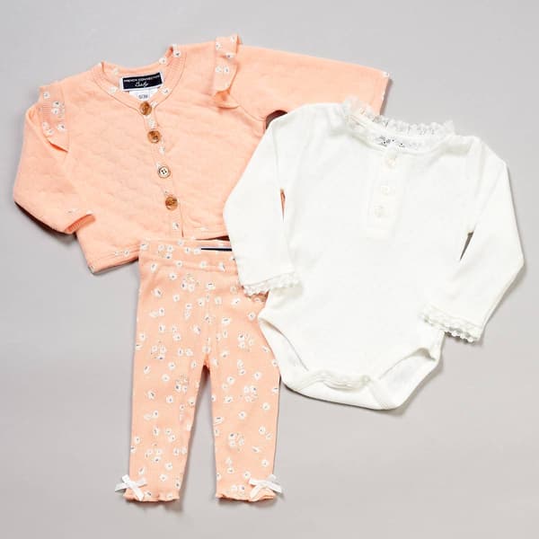 Baby Girl &#40;3-9M&#41; French Connection 3pc. Cardigan & Bodysuit Set - image 