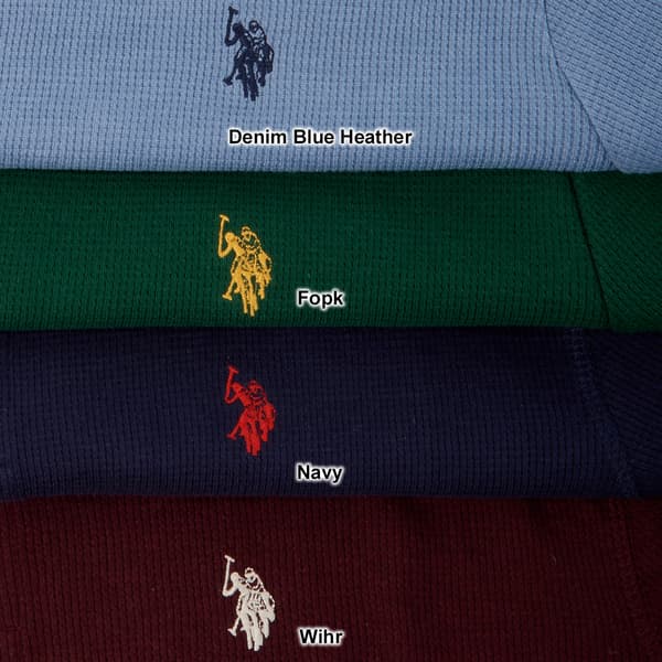 Mens U.S. Polo Assn.® Solid Crew Neck Waffle Knit Thermal