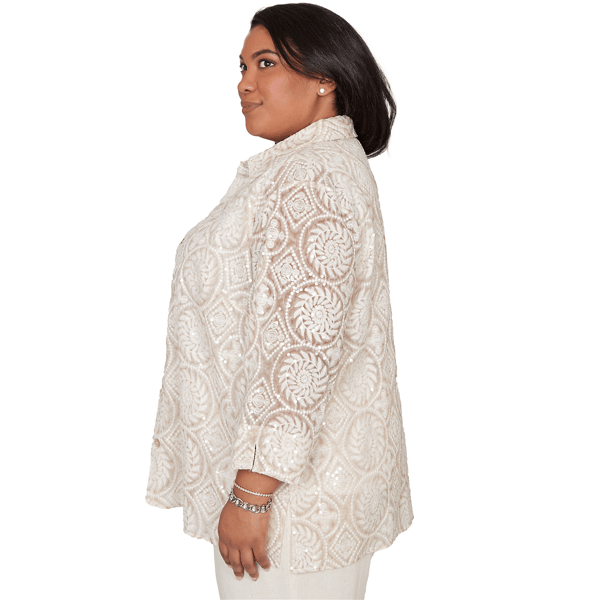Plus Size Alfred Dunner Natural Wonder Sequin Two In One Blouse