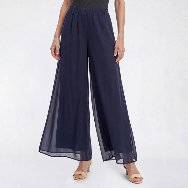 Petite MSK Solid Chiffon Mesh Wide Leg Palazzo Pants - image 
