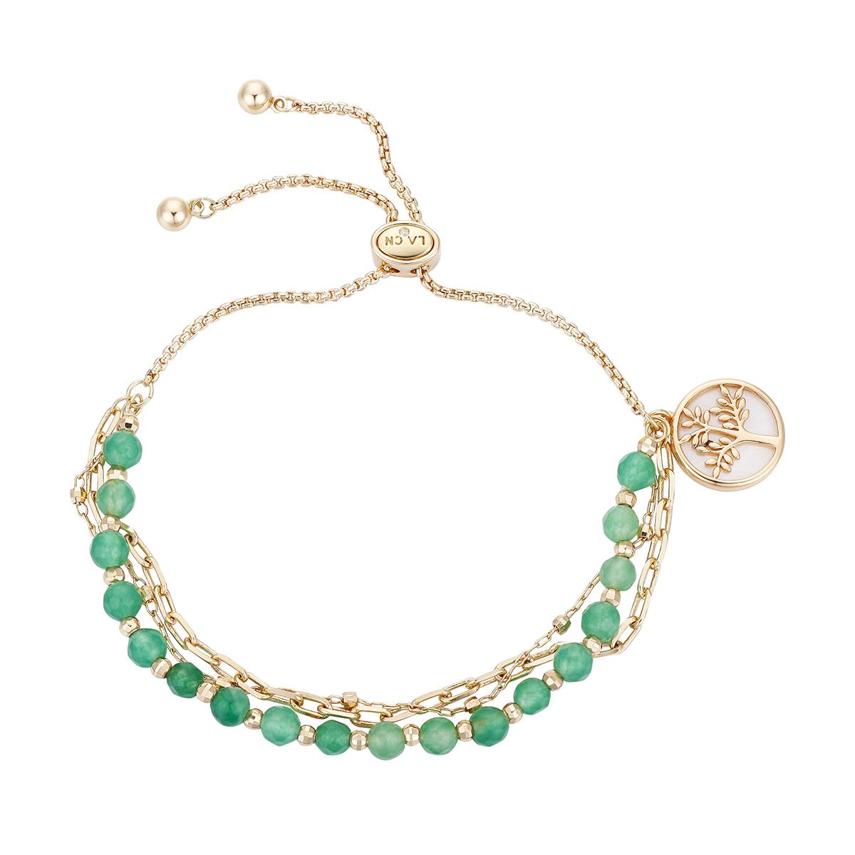 Shine Mother of Pearl Tree Link Chain Triple Strand Bolo...