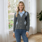 Womens Nanette Lepore Long Sleeve Argyle Two In One Sweater - image 1