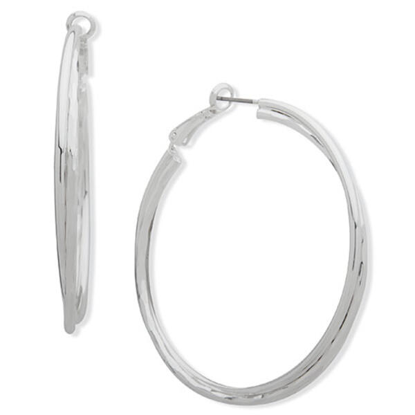 Nine West Silver-Tone Twisted Large Hoop Earrings - image 